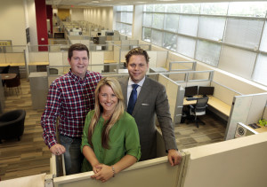Dallas Entrepreneur Center founders Jeremy Vickers, Jennifer Conley and Trey Bowles, pictured  at their business at the SoftLayer Technologies Building on June 06,  2013. (Michael Ainsworth/The Dallas Morning News)